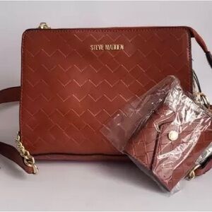 Steve Madden Brown Crossbody Bag Matching Wallet.NEW Church,DateNight,Concert